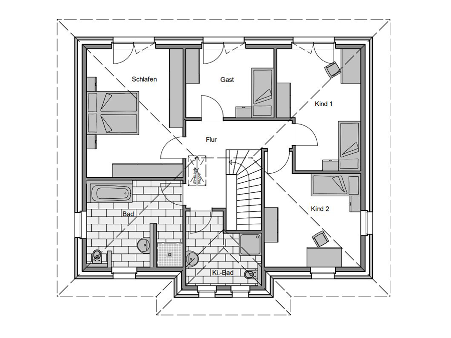 Haustyp Spezial Plus Grundriss Dachgeschoss | Lemke Bau