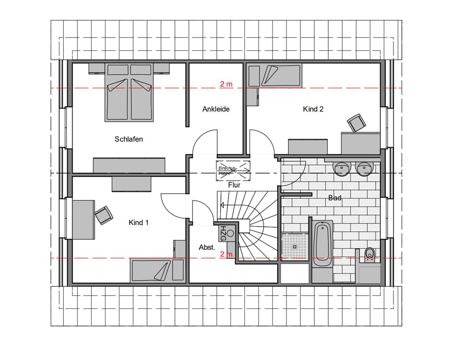 Haustyp Trend 3 Grundriss Dachgeschoss | Lemke Bau