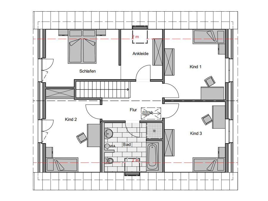 Haustyp Trend Plus 3 Grundriss Dachgeschoss | Lemke Bau